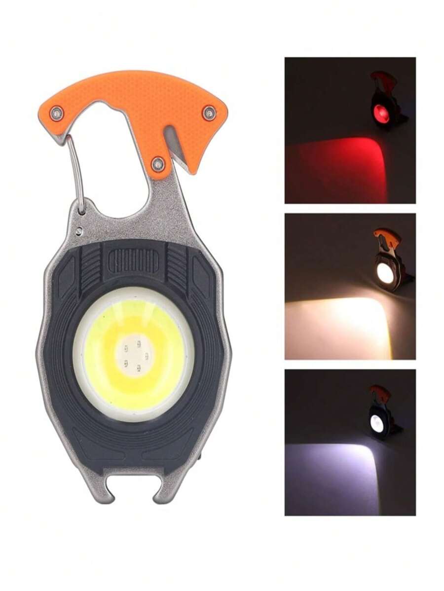 LED Lamp Flashlight Keychain With Can Opener For Camping Portable Emergency Light Rechargeable Multifunctional Led Cob Ultra Bright - Black - View 1
