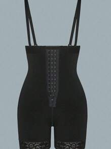 1pc Compressing Full Shapewear Bodysuit Plus Size High Waist Body Shaper Tummy Control Horts Waist Trainer Girdle - Black - View 7