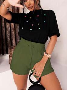 Women Shorts - 軍綠色 - 查看 2