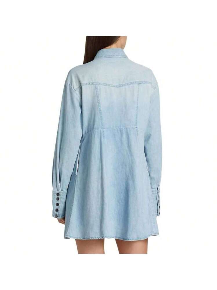 Sammi Denim Mini Dress In Light Indigo | SHEIN USA