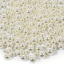 100 Peças/Pacote Miçangas de Pérola Falsa Mistas de Tamanhos 4/5/6/8mm/0,16-0,3 polegadas com Furo, Acessórios de Pérolas Falsas para Colar, Pulseira, Corrente, Espaçadores e Brincos, Acessórios Decorativos