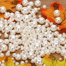 100 Peças/Pacote Miçangas de Pérola Falsa Mistas de Tamanhos 4/5/6/8mm/0,16-0,3 polegadas com Furo, Acessórios de Pérolas Falsas para Colar, Pulseira, Corrente, Espaçadores e Brincos, Acessórios Decorativos