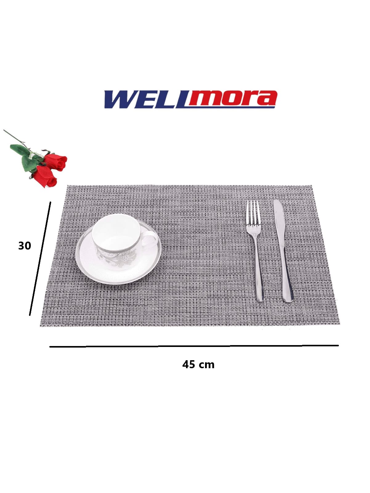 Classic Waterproof Woven Placemat Gray Color (30x45 Cm) Non-Slip, Spill-Proof And Stain-Proof Decorative Tablecloth - Tablecloths For Home Or Outdoor Dining
