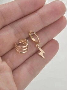 Minimalist Lightning Bolt Clip-On Earrings, Jewelry Gift - Earcuff - View 3
