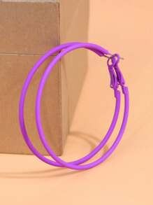 1對時尚簡約的荧光色女性日常佩戴耳环 - 紫色 - 查看 8