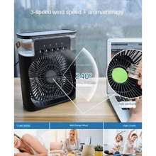 Ventilador de refrigeración de aire acondicionado de 6 pulgadas con 5 ventiladores portátiles de luz de 7 colores en aerosol enfriador de aire kipas mini ventilador Humidificador de aire