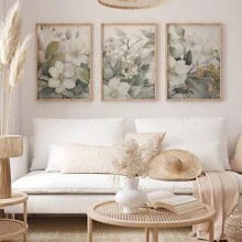 3 件套鼠尾草绿色植物壁画花卉帆布印刷画野花海报简约装饰适用于卧室、客厅或办公室墙壁装饰无框架 - 彩色 - 查看 5