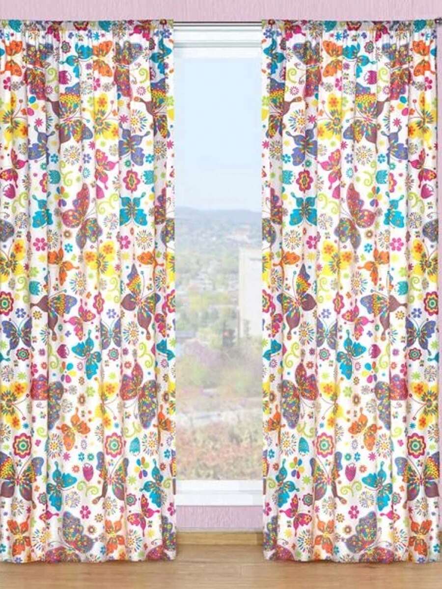 DECO HOGAR Juego de Hermosas Cortinas Estampadas Largas - Colores - Ver 1