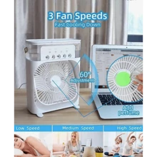 Ventilador de refrigeración de aire acondicionado de 6 pulgadas con 5 ventiladores portátiles de luz de 7 colores en aerosol enfriador de aire kipas mini ventilador Humidificador de aire