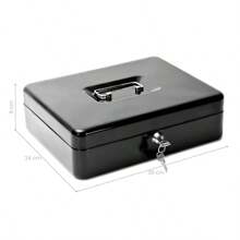 Money Safe Box With Keys And Security Lock Money Box With Money Tray, Metal Lock With Key Lock For Security - Black - View 2
