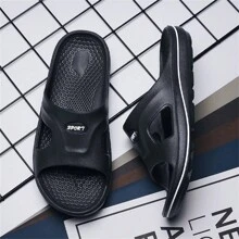 Men's Summer Beach Flip Flops Breathable Anti-Slip Korean-Style Soft Bottom Open-Toed Casual Sandals - Black - View 8