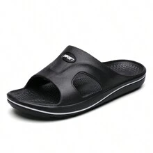 Men's Summer Beach Flip Flops Breathable Anti-Slip Korean-Style Soft Bottom Open-Toed Casual Sandals - Black - View 1