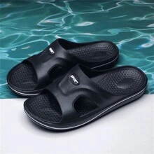 Men's Summer Beach Flip Flops Breathable Anti-Slip Korean-Style Soft Bottom Open-Toed Casual Sandals - Black - View 4