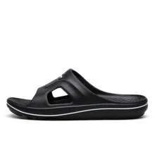 Men's Summer Beach Flip Flops Breathable Anti-Slip Korean-Style Soft Bottom Open-Toed Casual Sandals - Black - View 2