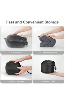 Memory Foam Travel Neck Pillow, Best Airplane Pillow With Soft Adjustable Head Support, Suitable For Airplane, Car And Home Recliner - Grey - View 6