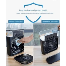 Ventilador de refrigeración de aire acondicionado de 6 pulgadas con 5 ventiladores portátiles de luz de 7 colores en aerosol enfriador de aire kipas mini ventilador Humidificador de aire