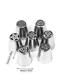 7pcs Tulip & Rose Flower Piping Tips Cake Decorating Tool Set For Cupcakes & Cakes Baking - Silver - View 8