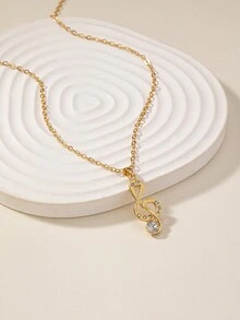 1入款豪華時尚音符造型鑲嵌鑽石女士日常佩戴項鍊 - 玫瑰金 - 查看 4