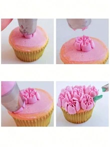 7pcs Tulip & Rose Flower Piping Tips Cake Decorating Tool Set For Cupcakes & Cakes Baking - Silver - View 2