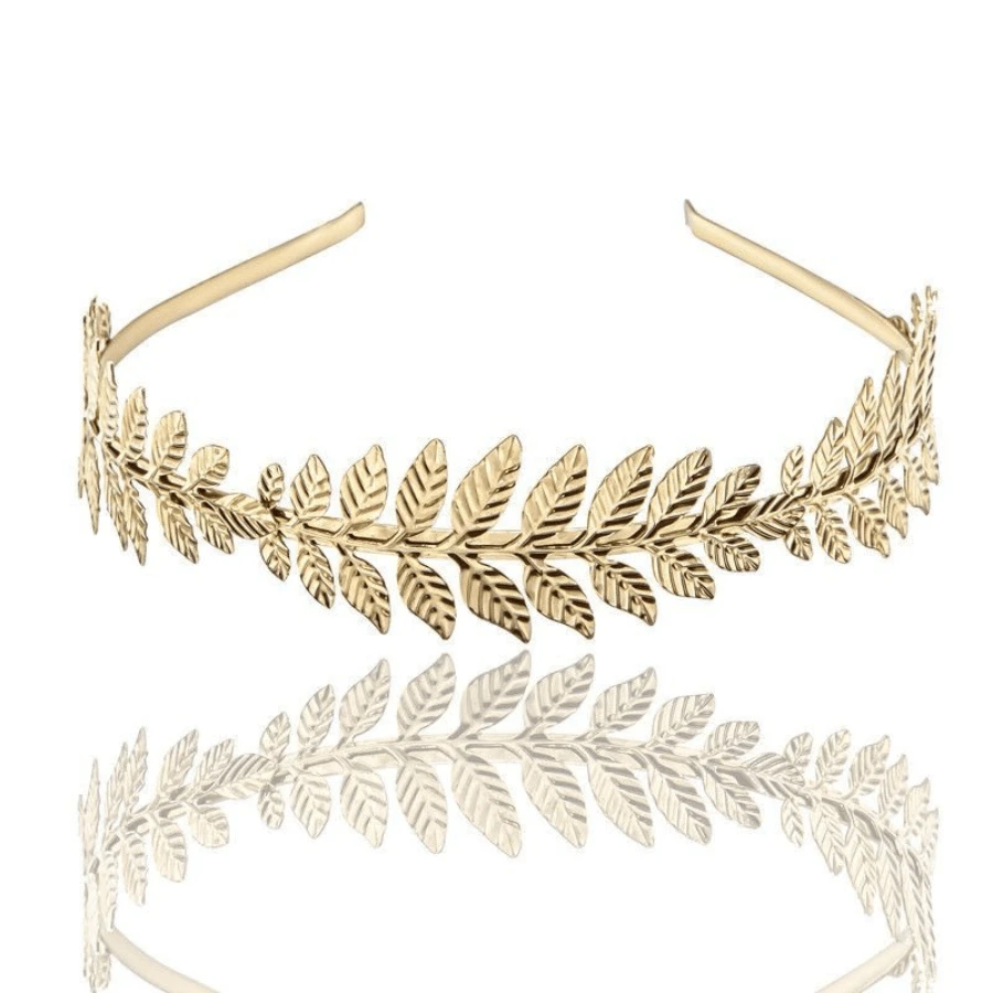 Diadema dorada con forma de corona de hojas de diosa griega - Dorado - Ver 1