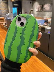 1 pieza Funda de teléfono con diseño 3D de sandía compatible con Apple iPhone - Multicolor - Ver 1