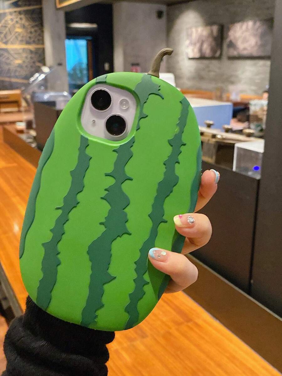 1 pieza Funda de teléfono con diseño 3D de sandía compatible con Apple iPhone - Multicolor - Ver 1