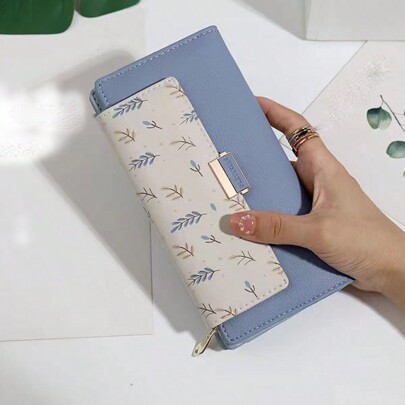 Portefeuille bleu Clutch pour femmes avec fermeture éclair, fentes pour cartes multiples, en PU, grande capacité. Nouvelle arrivée Printemps 2024 pour femmes. Portefeuille long