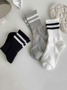 3pairs Sports Style Over Knee Socks, Versatile Design