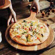 Pizza Plate, Tray, Chopping Board, Cutting Board, Small Cutting Board, Food Tray, Solid Wood Board, Beautiful And Convenient, Multi-Purpose Tray And Cutting Board, Have More Uses - Brown - View 4