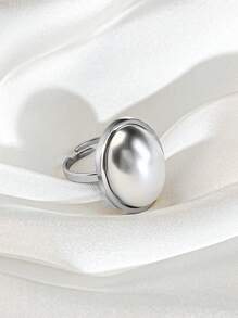 1 件夸张仿珍珠戒指不锈钢电镀金黄色时尚开口可调节防水 - 大珍珠款 - 查看 11