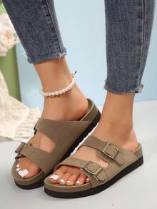 2024新款厚底女士休閒海灘運動拖鞋,適用於假期旅行 - 灰色 - 查看 6