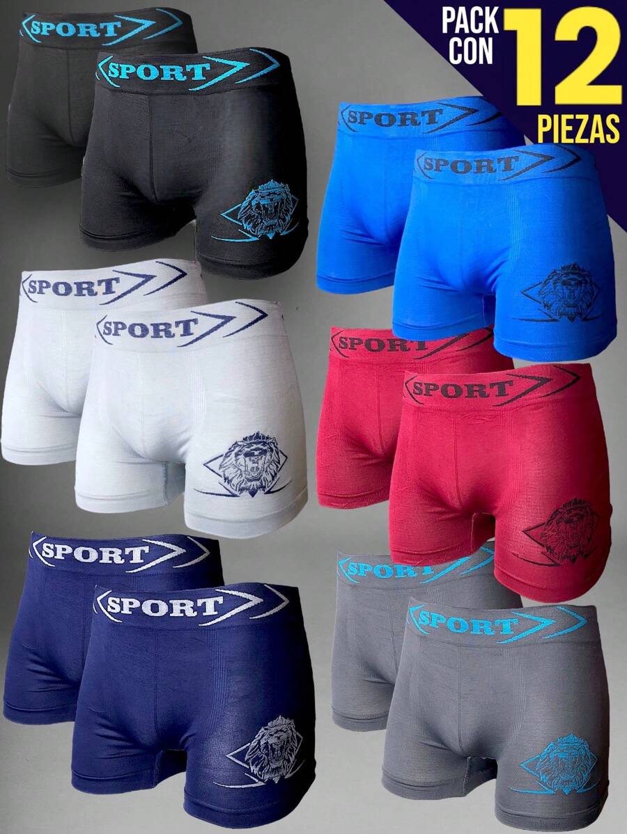 12 PIECES MEN'S BOXER MICROFIBER - Multicolor - View 1