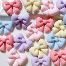 10pcs Assorted Cute Bow Cream Resin Accessories, Creative Shoe Decor, DIY Jewelry Materials, Hair Clips