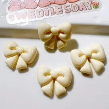 10pcs Assorted Cute Bow Cream Resin Accessories, Creative Shoe Decor, DIY Jewelry Materials, Hair Clips