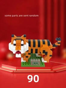 1 套中国十二生肖动物系列积木模型，创意有趣的微型水钻颗粒拼装动物模型包括鼠、牛、虎、兔、龙、蛇、马、羊、猴、鸡、狗和猪，用于桌面装饰和节日礼物，适合儿童智力益智玩具房间装饰 - 彩色 - 查看 17