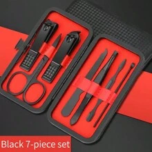 24 Stücke/ 18 Stücke/ 16 Stücke/ 12 Stücke/ 10 Stücke/ 7 Stücke/ 4 Stücke Schwarz Edelstahl Maniküre Werkzeug Set Inklusive Nagel Clipper Und Schneider