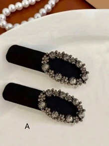 2 Peças Presilhas de Cabelo com Enfeites de Strass Pretos, Adequadas para Lateral, Franja, Parte de Trás da Cabeça e Cabelo de Bebê, Presilhas de Garra Elegantes, Grampos de Cabelo, Material Escolar