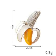 1 Peça Broche Criativo Estilo Coreano Com Design De Formato De Banana Fofa E Decorado Com Pedras, Para Roupas, Bolsas, Crachás, Etc.