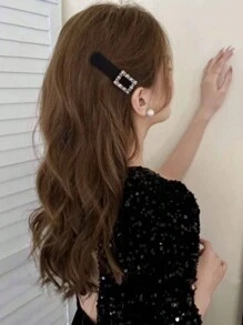 2 Peças Presilhas de Cabelo com Enfeites de Strass Pretos, Adequadas para Lateral, Franja, Parte de Trás da Cabeça e Cabelo de Bebê, Presilhas de Garra Elegantes, Grampos de Cabelo, Material Escolar