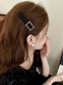 2 Peças Presilhas de Cabelo com Enfeites de Strass Pretos, Adequadas para Lateral, Franja, Parte de Trás da Cabeça e Cabelo de Bebê, Presilhas de Garra Elegantes, Grampos de Cabelo, Material Escolar