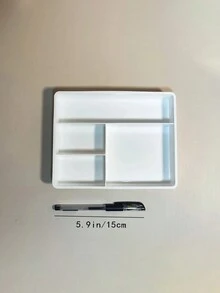 1pc Stackable Desk Organizer With 4 Compartments For Stationery, Drawer Organizer For Small Items - White - View 5