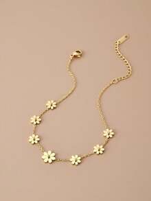 1個zou Ju不鏽鋼腳鏈女款個性化萬用足部珠寶 - 金黃色 - 查看 2