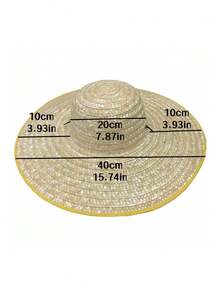 1頂手工戶外編織草帽,透氣性強且遮陽,小麥草編織防曬帽,適用於釣魚和遮陽 - 黃色 - 查看 3