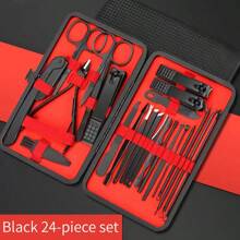 24 Stücke/ 18 Stücke/ 16 Stücke/ 12 Stücke/ 10 Stücke/ 7 Stücke/ 4 Stücke Schwarz Edelstahl Maniküre Werkzeug Set Inklusive Nagel Clipper Und Schneider