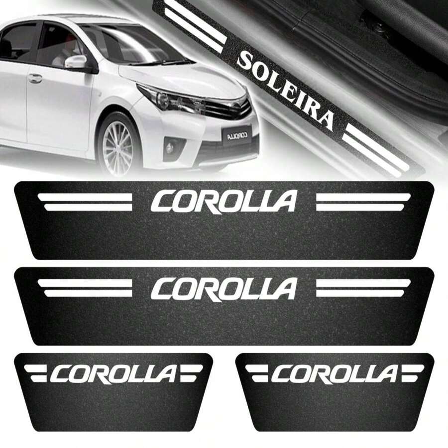 Kit Adesivo Soleira De Porta de Carro Corolla Para Todos os modelos e Anos Para as 4 portas - Branco - Visão 1