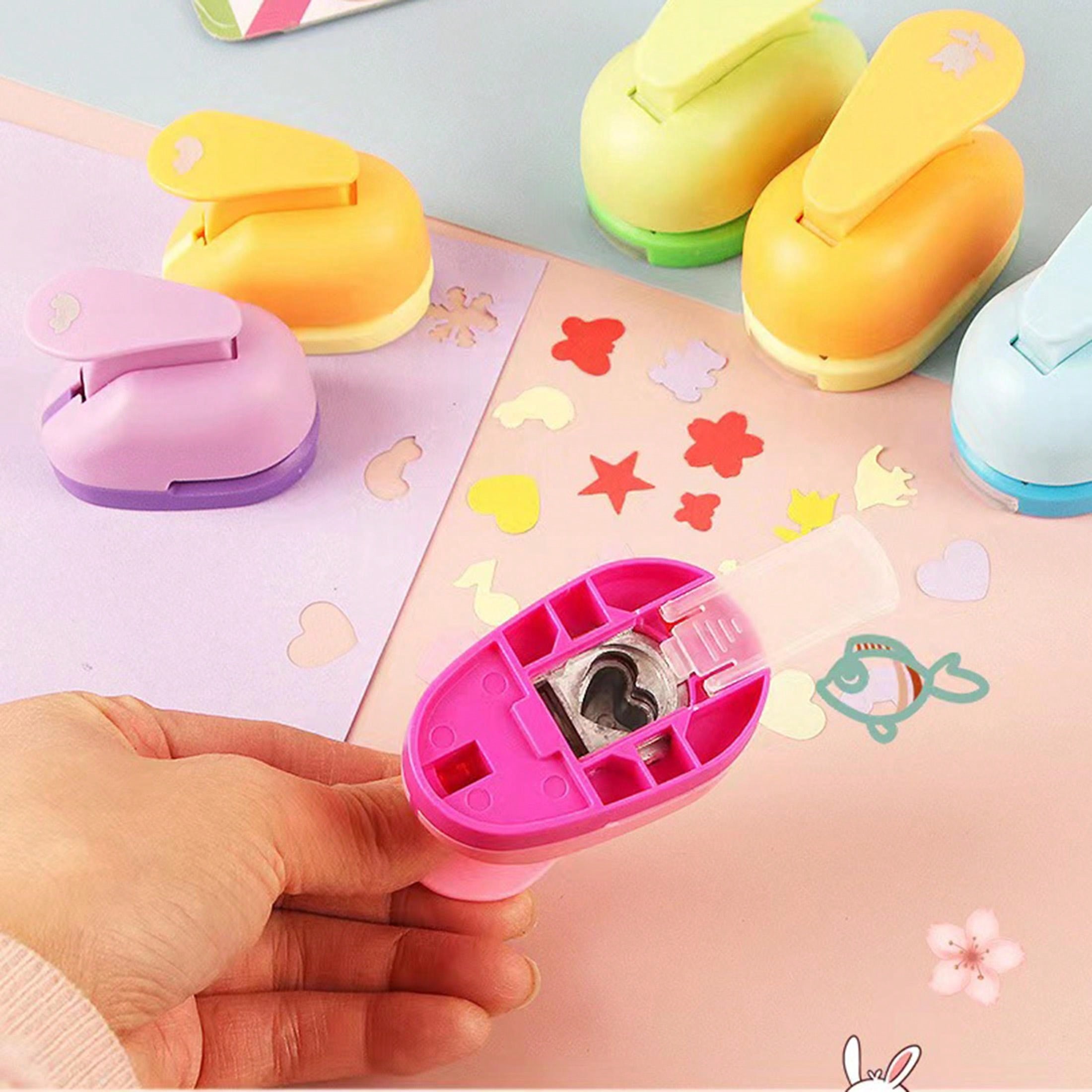 1pc/2pcs/3pcs/4pcs/5pcs/6pcs Easy Press Flower & Hole Punch Tool For Kindergarten Kids Diy Craft