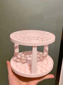 1pc Makeup Brush Organizer, Plastic Pen Holder 49 Holes Container For Large Capacity Round Pencil Holder, Brush Storage Tube