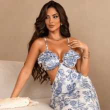 Women Dresses - Màu xanh lam - Xem 3