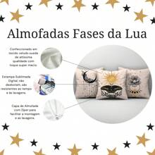 Kit Trio Capas de Almofadas Decorativas Fases da Lua Estampadas em Veludo Suede 45cm x 45cm - Decoração para Sala Sofá Quarto Escritório Astrologia Astros Espaço Constelação Universo Astronomia Estrelas Luas Moon Phases Signos Zodíaco Decorativas Modernas Luxuosas Toque Macio
