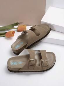 2024新款厚底女士休閒海灘運動拖鞋,適用於假期旅行 - 灰色 - 查看 3